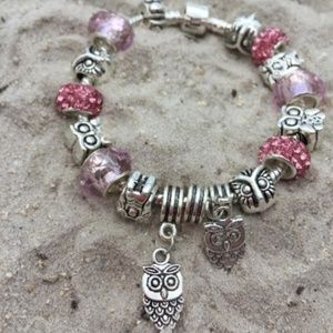 Silver Plated Murano Glass Chain Bracelet